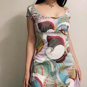 90s grunge psychedelic peacock made in US funky babydoll dress